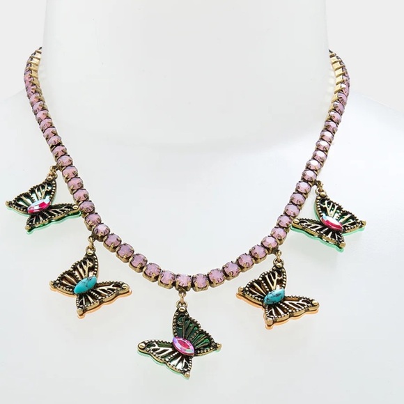 Betsey Johnson Boho Butterfly Bib Tennis Collar Necklace - Picture 3 of 9
